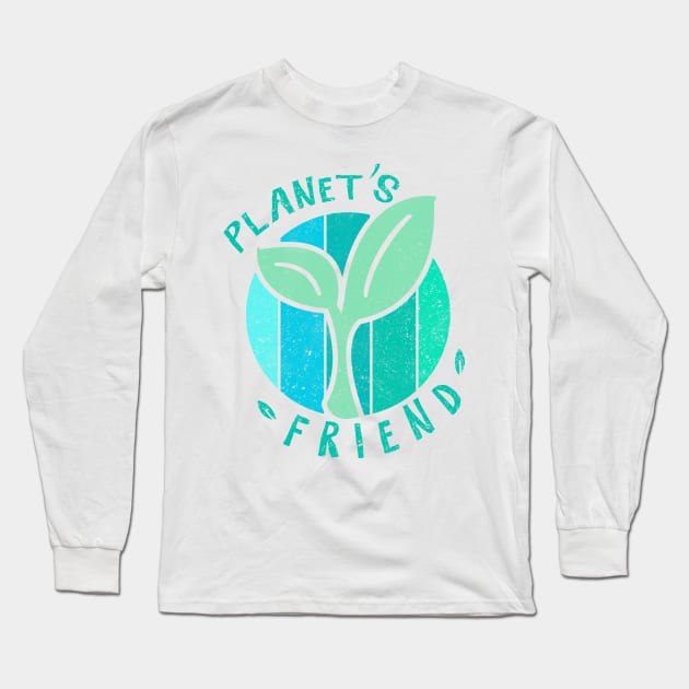 Planet Friend Logo Tshirt Eco Friendly Long Sleeve T-Shirt by Teequeque